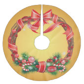 金ゴールドグラデーション付きクリスマスリース ブラッシュドポリエステルツリースカート (正面)