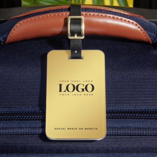 金ゴールドグラデーション会社のロゴビジネスカスタム ラゲッジタグ (正面インサイチュ2)