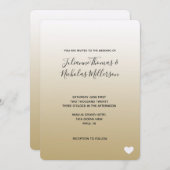 金ゴールドグラデーション結婚ハート 招待状 (正面/裏面)