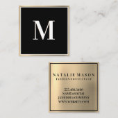 金ゴールドグラデーション背景 |モノグラム スクエア名刺 (正面/裏面)