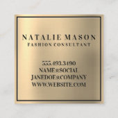 金ゴールドグラデーション背景 |モノグラム スクエア名刺 (裏面)