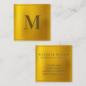 金ゴールドグラデーション背景 |モノグラム スクエア名刺 (正面/裏面)