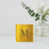 金ゴールドグラデーション背景 |モノグラム スクエア名刺 (スタンド正面)