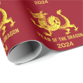 金ゴールドグラデーション辰年2024〔占星術の〕十二宮図赤 ラッピングペーパー (ロールコーナー)