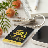 金ゴールドグラデーション辰年〔占星術の〕十二宮図名（黒） キーホルダー (正面右)