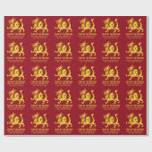 金ゴールドグラデーション辰年〔占星術の〕十二宮図赤 ラッピングペーパー (フラット)