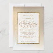 金ゴールドグラデーション金属の雪の冬企業の休み 招待状 (正面)