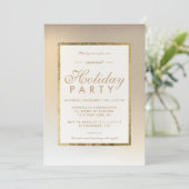 金ゴールドグラデーション金属の雪の冬企業の休み 招待状 (スタンド正面)