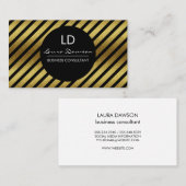 金ゴールドグラマモノグラムサークルとストライプ 名刺 (正面/裏面)