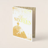 金ゴールドグラマーグリッタースパークドリップスウィート16誕生日 箔カード (正面)