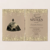 金ゴールドグラマーグリッタースパークドリップスウィート16誕生日 箔カード (内部)
