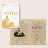 金ゴールドグラマーグリッタースパークドリップスウィート16誕生日 箔カード (ディスプレー)