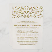 金ゴールドグラマーグリッター紙吹雪リハーサルディナー 招待状 (正面/裏面)