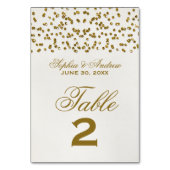 金ゴールドグラマーグリッター結婚紙吹雪のテーブル番号 テーブルナンバー (裏面)