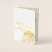 金ゴールドグラマースパークドリップスウィート16招待状フォイル 箔カード (正面)