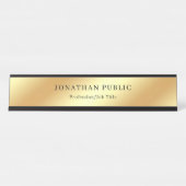 金ゴールドグラマーテンプレートエレガントデザイン デスクネームプレート (正面)