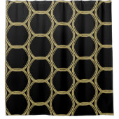 金ゴールドグラムとブラックリングや輪（任意の色）グラムモダンズ シャワーカーテン (正面)