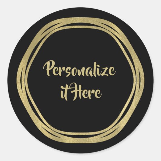 金ゴールドグラムとブラックリングや輪（任意の色）グラムモダンズ ラウンドシール (正面)