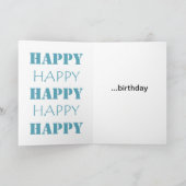 金ゴールドグラムアクアブルーハッピーハッピーバースデー カード (内部)