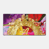 金ゴールドグラムイニシャルAモノグラム動機抽象芸術 デスクマット (正面)