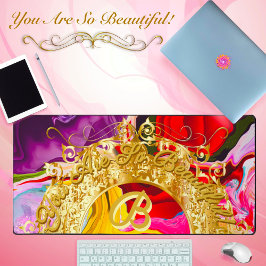 金ゴールドグラムイニシャルBモノグラム動機抽象芸術 デスクマット