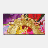 金ゴールドグラムイニシャルMモノグラム動機抽象芸術 デスクマット (正面)