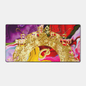 金ゴールドグラムイニシャルPモノグラム動機抽象芸術 デスクマット (正面)