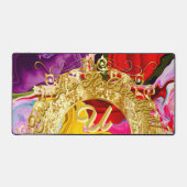 金ゴールドグラムイニシャルUモノグラム動機抽象芸術 デスクマット (正面)