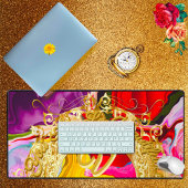 金ゴールドグラムイニシャルVモノグラム動機抽象芸術 デスクマット