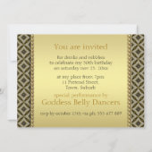 金ゴールドグラムオーガニックろうけつ染め誕生日パーティーへの招待 招待状 (裏面)