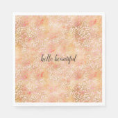 金ゴールドグラムガーリーピーチピンク赤面ヒョウ柄 スタンダードランチョンナプキン (正面)