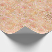 金ゴールドグラムガーリーピーチピンク赤面ヒョウ柄 ラッピングペーパー (角)