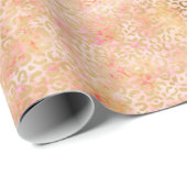 金ゴールドグラムガーリーピーチピンク赤面ヒョウ柄 ラッピングペーパー (ロールコーナー)
