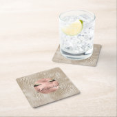 金ゴールドグラムグリジーまつ毛ゼブラプリント スクエアペーパーコースター (インサイチュ)