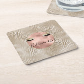 金ゴールドグラムグリジーまつ毛ゼブラプリント スクエアペーパーコースター (アングル)