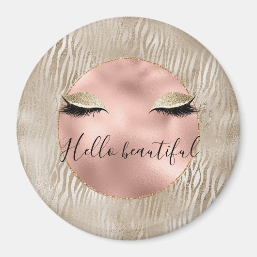 金ゴールドグラムグリジーまつ毛ゼブラプリント マグネット (正面)