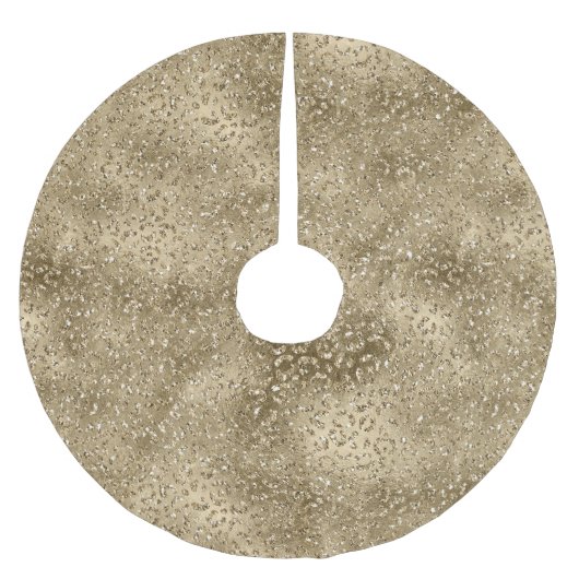 金ゴールドグラムグリジーグリッターヒョウ印刷 ブラッシュドポリエステルツリースカート (正面)