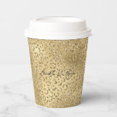 金ゴールドグラムグリジーグリッターヒョウ印刷 紙コップ (正面)