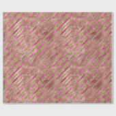 金ゴールドグラムグリッターガーリーピンクストライプ色 ラッピングペーパー (フラット)