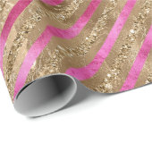 金ゴールドグラムグリッターガーリーピンクストライプ色 ラッピングペーパー (ロールコーナー)