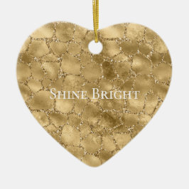 金ゴールドグラムグリッターキラフェレオパードプリント セラミックオーナメント