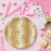 金ゴールドグラムグリッターシャンデリア ペーパープレート (パーティー)