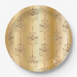 金ゴールドグラムグリッターシャンデリア ペーパープレート