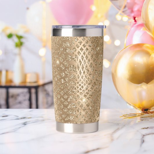 金ゴールドグラムグリッタースネークスキン 保温保冷タンブラー (バチェラーパーティー)