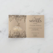 金ゴールドグラムグリッタースパークスウィート16バースデーパーティー 招待状 (内部)