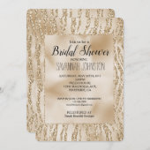 金ゴールドグラムグリッターゼブラアニマルブライダルシャワー 招待状 (正面/裏面)