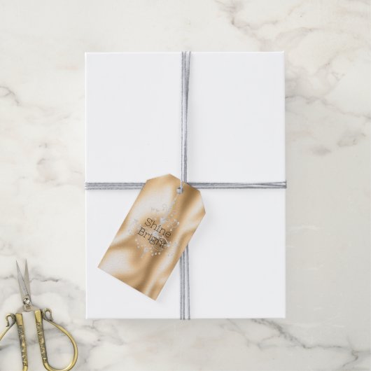 金ゴールドグラムグリッターダイヤモンドシャンデリア ギフトタグ (より糸付き)