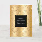 金ゴールドグラムグリッターダイヤモンド誕生日 カード (正面)