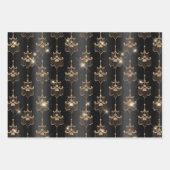 金ゴールドグラムグリッターダイヤモンド&シャンデリア ラッピングペーパーシート (正面3)