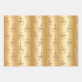 金ゴールドグラムグリッターダイヤモンド&シャンデリア ラッピングペーパーシート (正面2)
